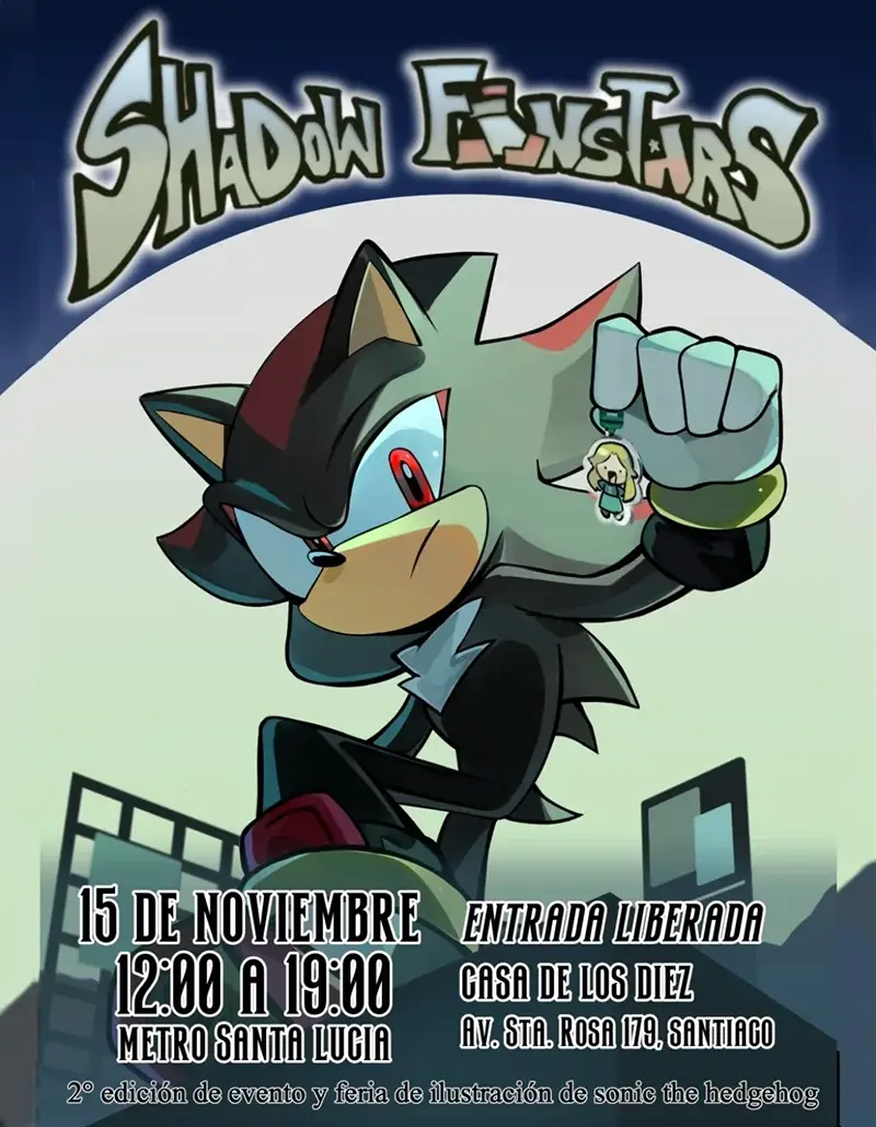 Flyer del evento Shadow Fanstars, aniversario de Shadow the Hedgehog