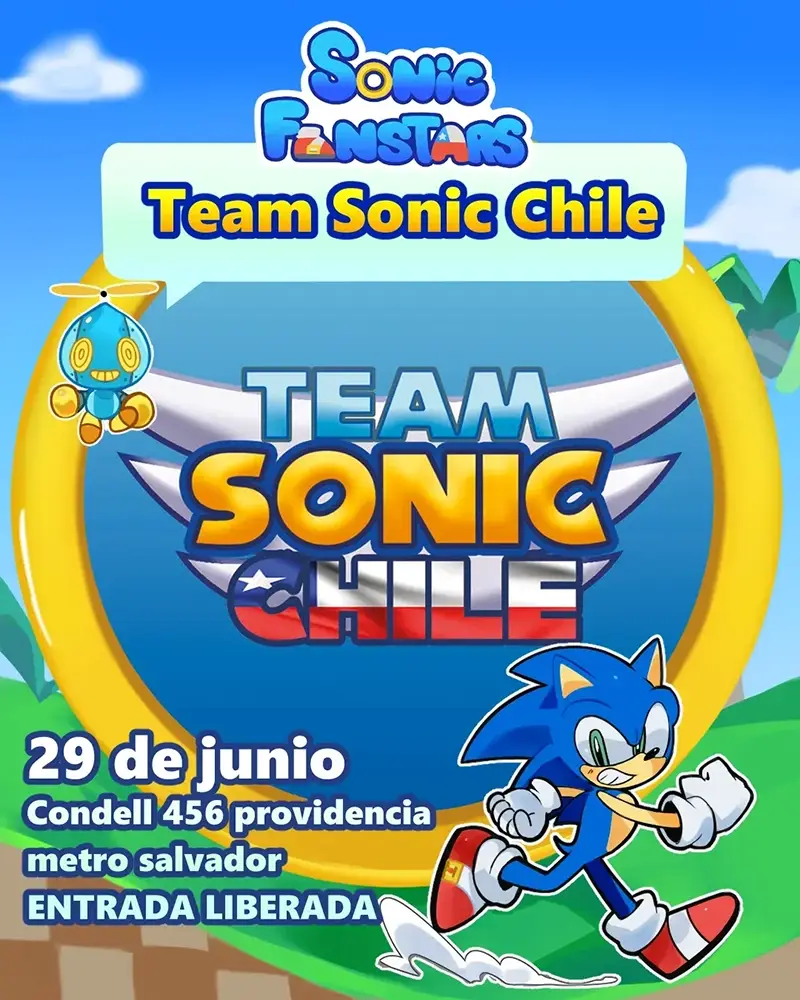 Flyer del evento Sonic Fanstars, aniversario de Sonic the Hedgehog